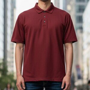Bolle Short Sleeve Polo Wine Sz L Tag 100% Polyester(ID26)
